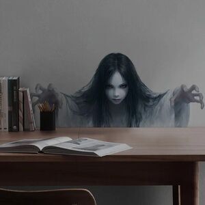 Halloween Horror Female Wall Sticker - Spooky Self-Adhesive Peel & Stick Decal